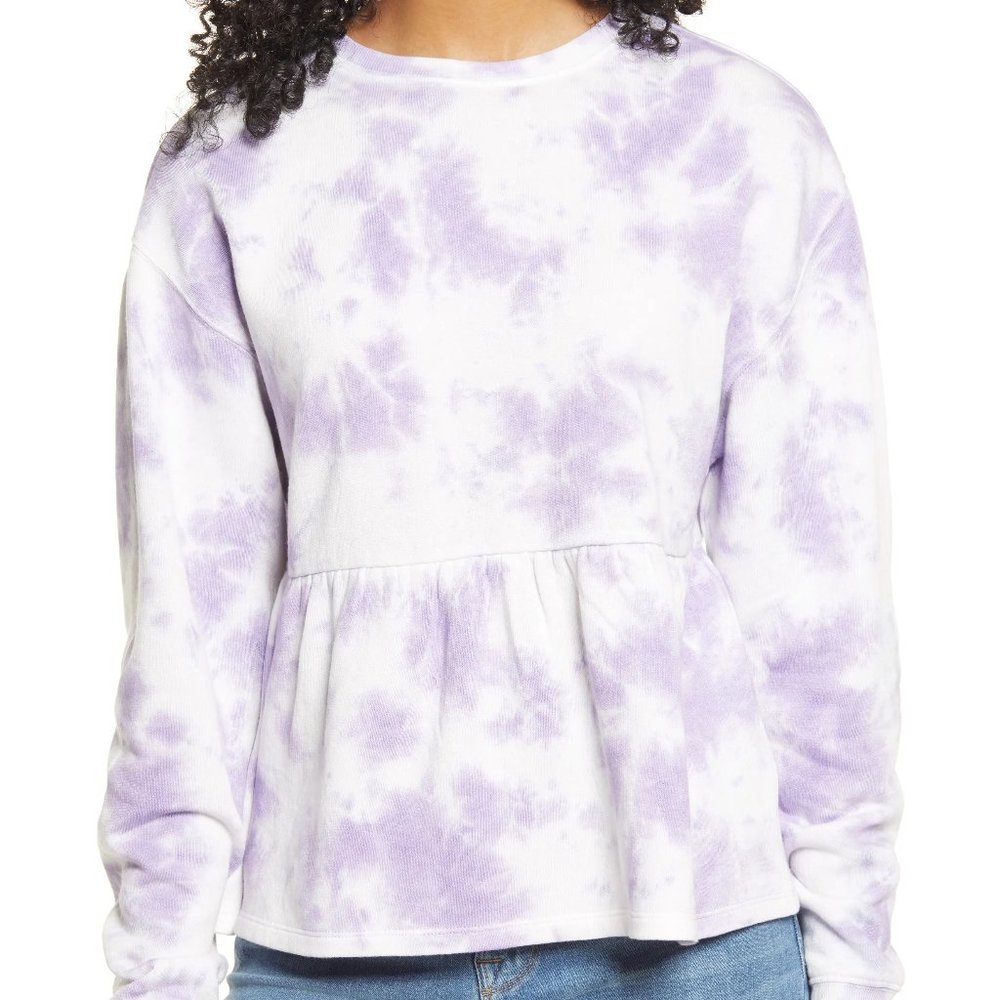 BP Ruffle Crop Babydoll Top In Purple Orchid Tie Dye NWT S‎ Small 4570